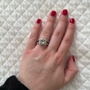 DAVID YURMAN Petite Albion Ring in Sterling Silver w/ Prasiolite & Pavé Diamonds